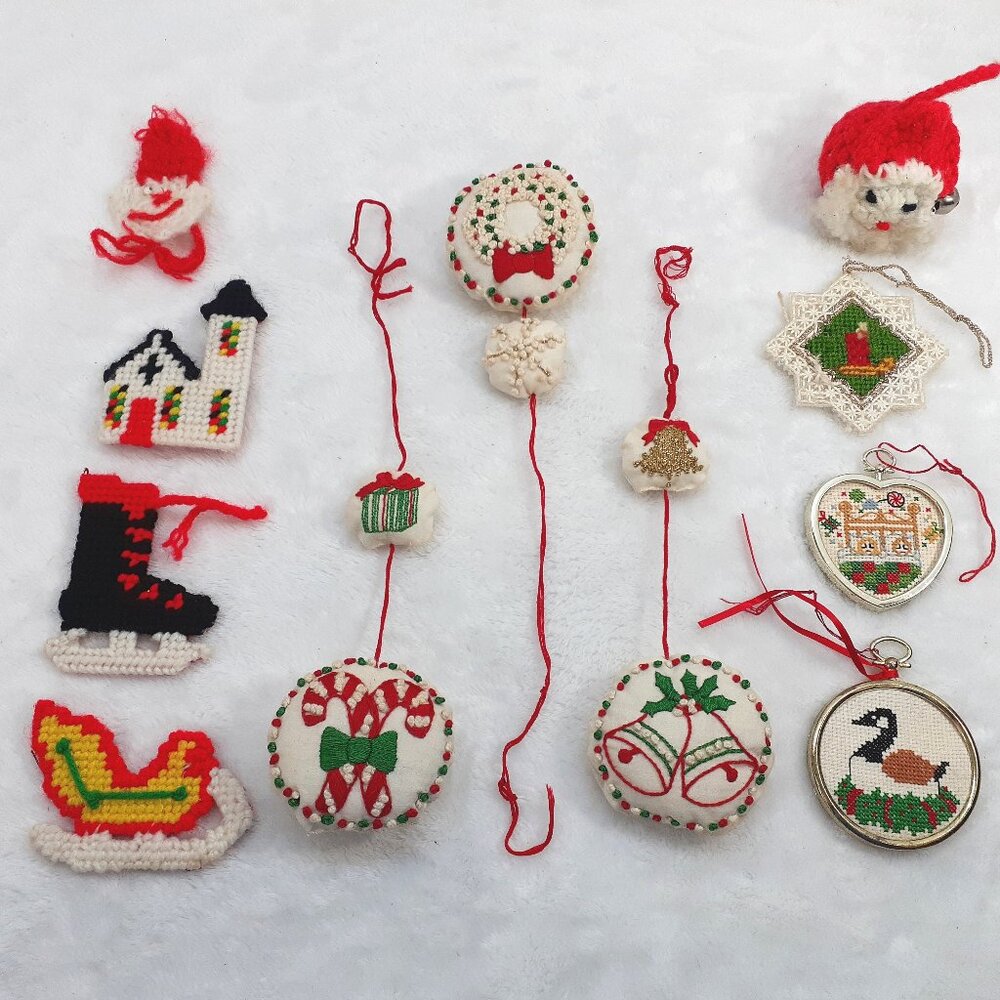 Vintage Handmade Christmas Ornament Lot of 11 Holiday